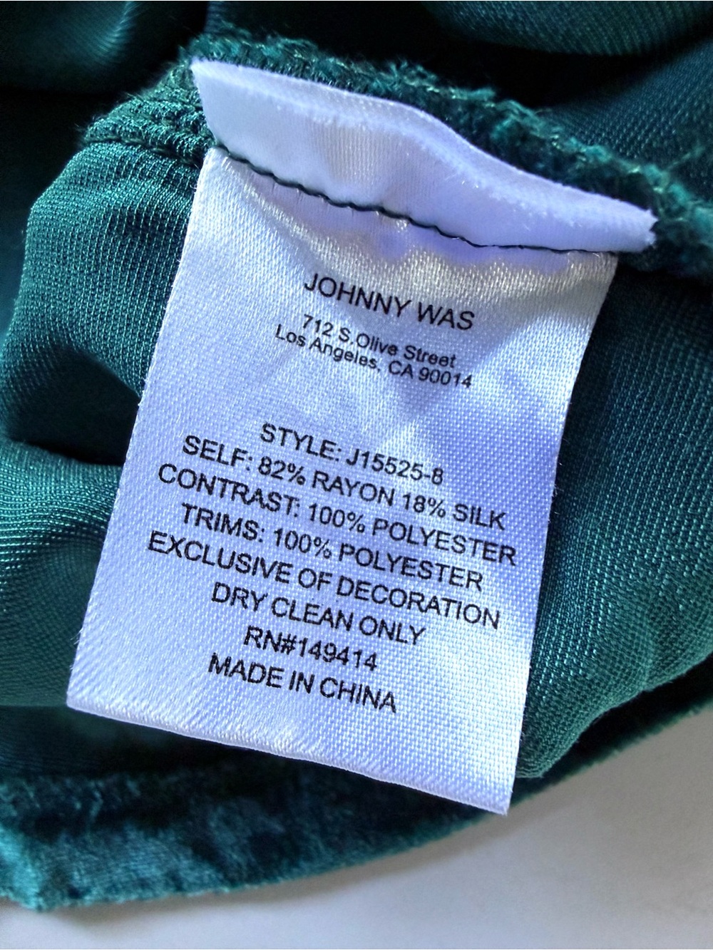 Johnny Was Shira Velvet Field Blouse Peacock Teal Blue Green L $348 - Picture 14 of 15